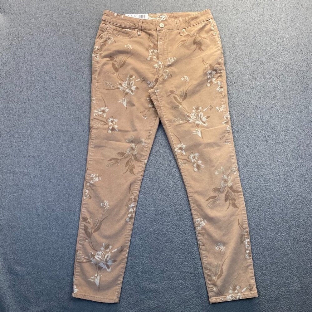 Seven 7 Women's‎ Floral Print Corduroy Pants,Size 12,Hight Rise,Skinny,Stretch